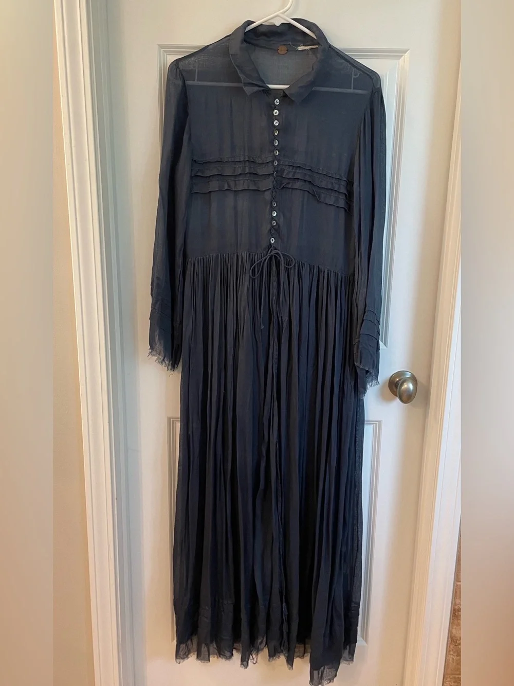 Free People Navy Blue Sheer Maxi Dress